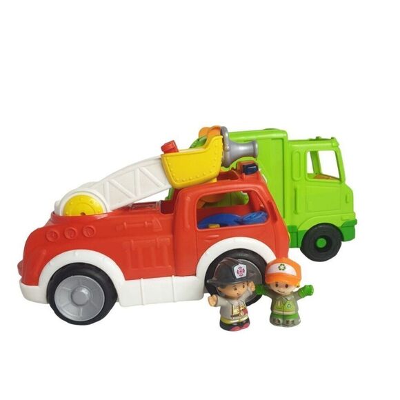 Little People Fire Truck & Recycling Truck Musical With Figures NWOT - Picture 6 of 7